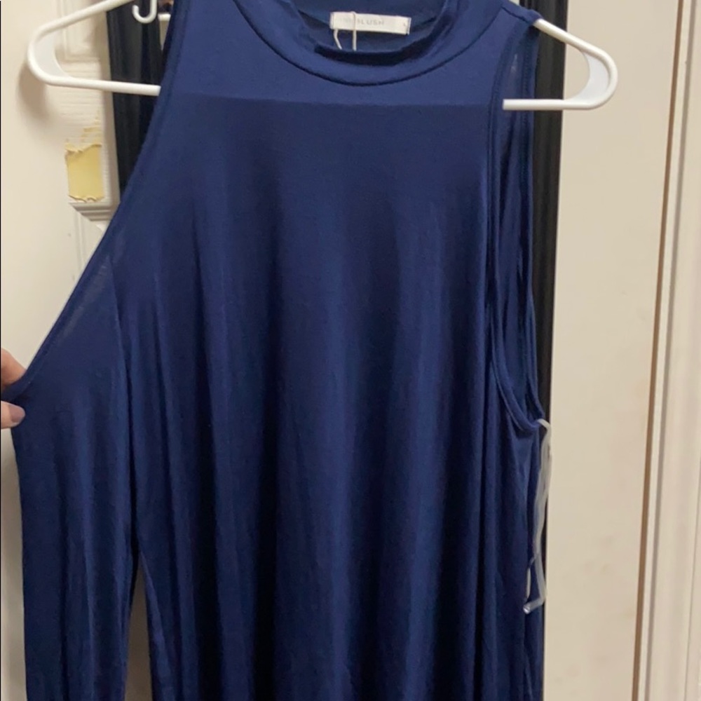 Cold should navy blouse